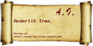 Anderlik Irma névjegykártya