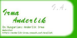 irma anderlik business card